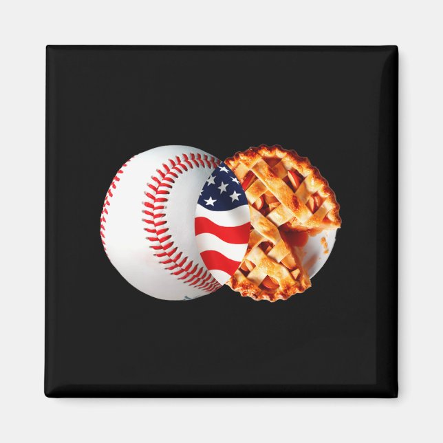 Baseball Pie Amerikanische Flagge Juli Design Magnet (Vorne)