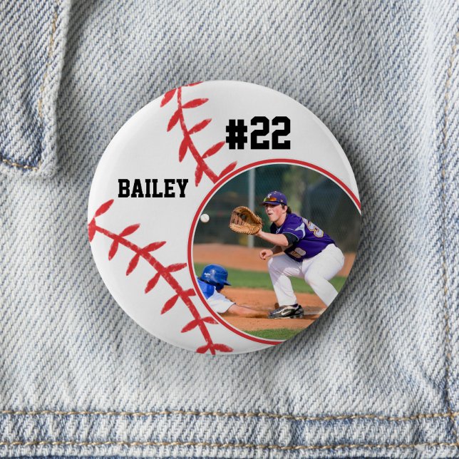 Baseball Pin Name Jersey Number Photo Button (Von Creator hochgeladen)