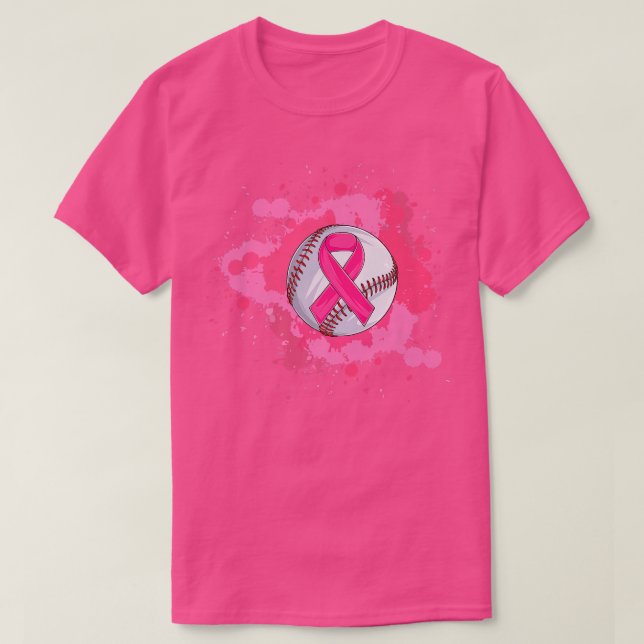 Baseball Pink Ribbon Brustkrebs Bewusstsein T-Shirt (Design vorne)