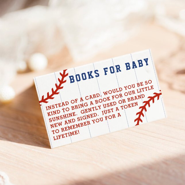 Baseball Pinstripe Anforderungsbücher für Babydusc Begleitkarte (Baseball Pinstripe Request Books for Baby Shower Enclosure Card)