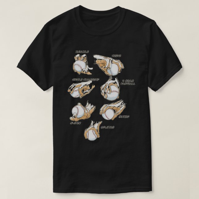Baseball Pitch Grips Poster T-Shirt (Design vorne)
