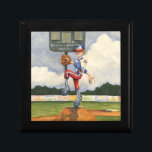 Baseball Pitcher auf dem Berg von Jay Throckmorton Geschenkbox<br><div class="desc">Ist es eine Kurve oder ein Regler? Was auch immer es ist, in diesem phantastischen Stück von Jay Throckmorton kommt direkt auf Sie zu. Ein Baseballpitcher bedient den Hund und rollt sich, um einen Wurf auf den Teller zu liefern. Geben Sie das als Geschenk oder hängen Sie es an Ihre...</div>