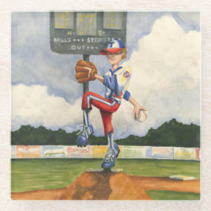 Baseball Pitcher auf dem Berg von Jay Throckmorton Glasuntersetzer