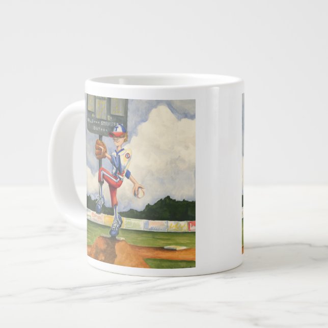 Baseball Pitcher auf dem Berg von Jay Throckmorton Jumbo-Tasse (Vorderseite Links)