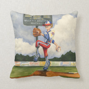 Baseball Pitcher auf dem Berg von Jay Throckmorton Kissen