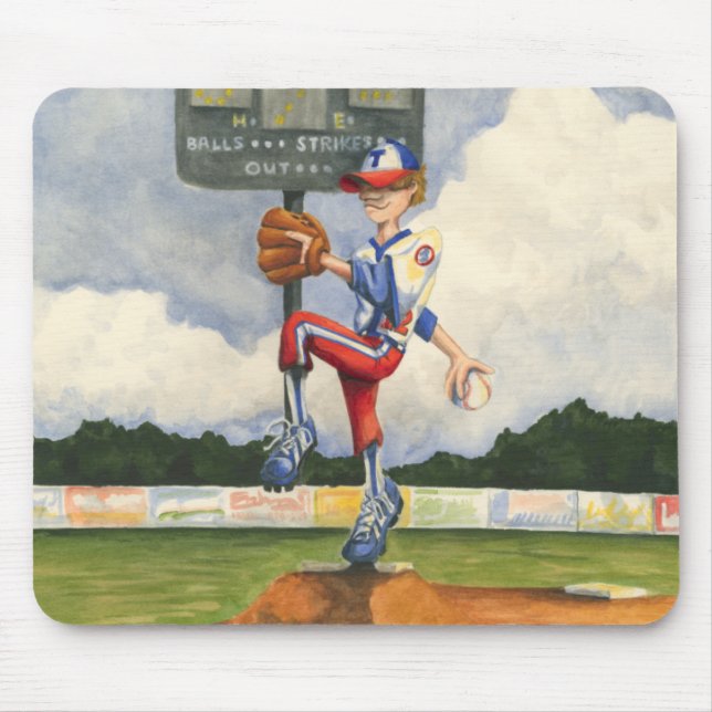 Baseball Pitcher auf dem Berg von Jay Throckmorton Mousepad (Vorne)