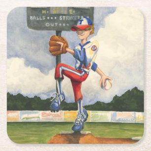 Baseball Pitcher auf dem Berg von Jay Throckmorton Rechteckiger Pappuntersetzer