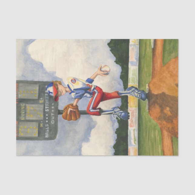 Baseball Pitcher auf dem Berg von Jay Throckmorton Seidenpapier (Vorderseite)