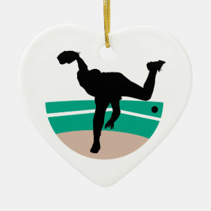 Baseball-Pitcher-Silhouette-Design Keramik Ornament