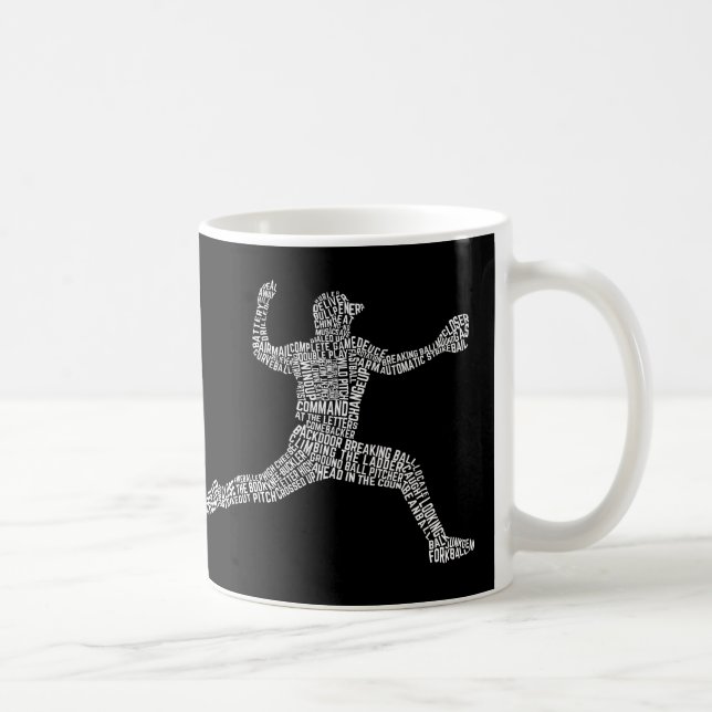 Baseball Pitcher Typografy Art Kaffeetasse (Rechts)