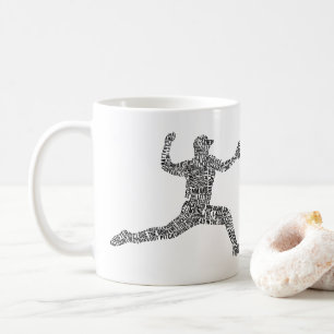 Baseball Pitcher Word Art Typografie Kaffeetasse