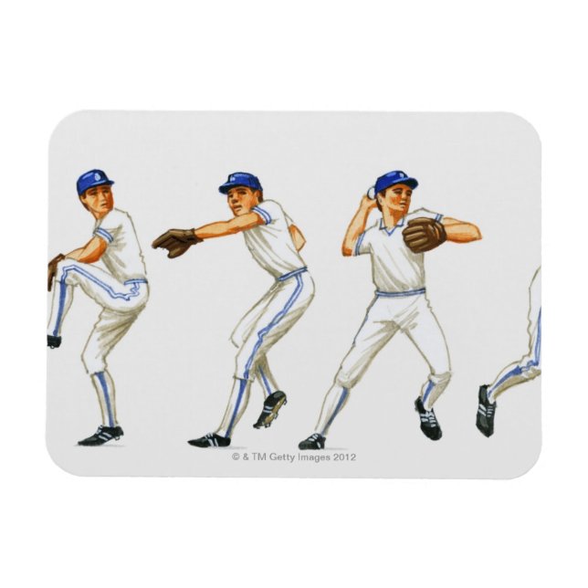 Baseball-Pitching-Technik, mehrere Bilder Magnet (Horizontal)