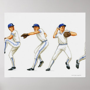 Baseball-Pitching-Technik, mehrere Bilder Poster