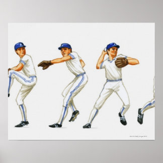 Baseball-Pitching-Technik, mehrere Bilder Poster