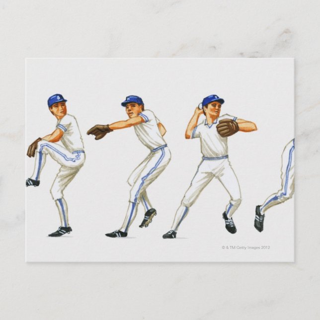 Baseball-Pitching-Technik, mehrere Bilder Postkarte (Vorderseite)