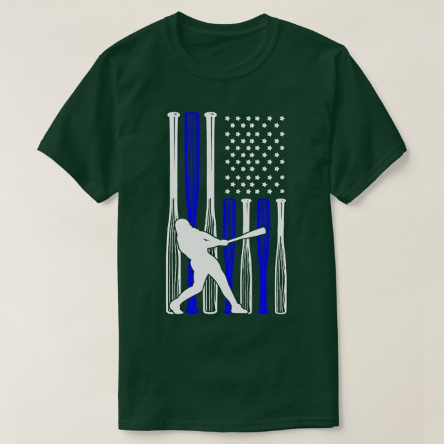 Baseball Player American Flag T-Shirt (Design vorne)