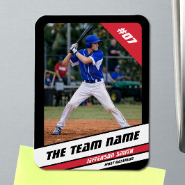 Baseball Player Anpassbar Schwarz Rot Magnet