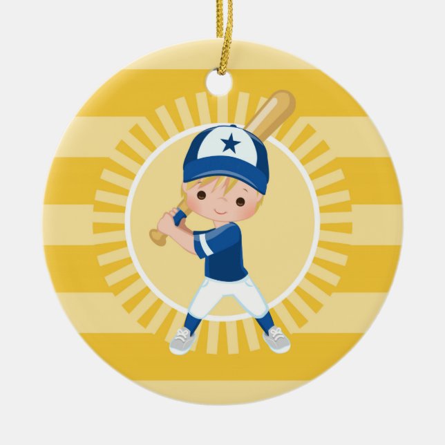 Baseball Player - Blonde Boy Keramik Ornament (Vorne)