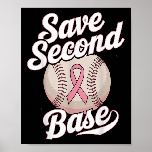 Baseball Player Breast Cancer Awaren der zweiten B Poster (Vorne)