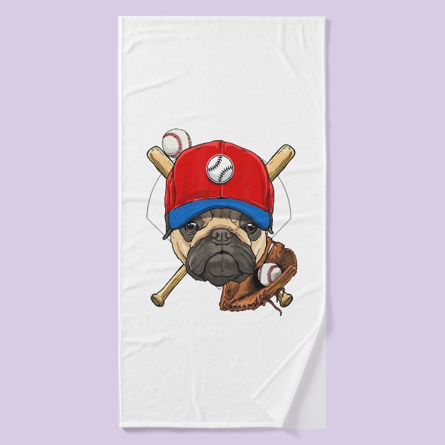 Baseball Player Coach Mops Dog Lover Mops Mama Badehandtuch (Badehandtuch)