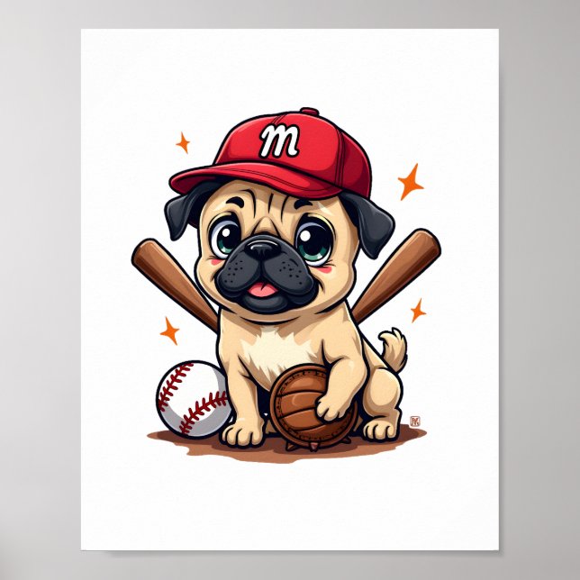Baseball Player Coach Mops Dog Lover Mops Mama Poster (Vorne)