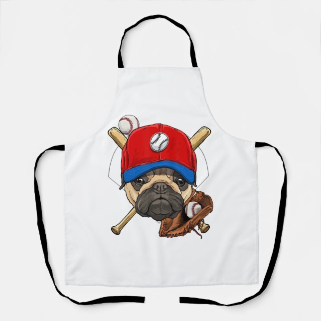 Baseball Player Coach Mops Dog Lover Mops Mama Schürze (Vorderseite)