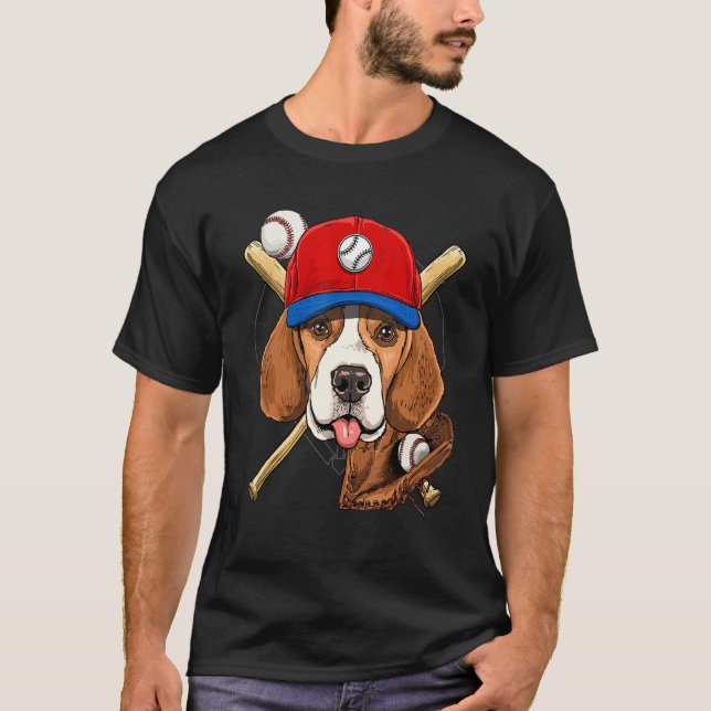 Baseball Player Coaches Beagle Dog  Pitcher Catche T-Shirt (Vorderseite)