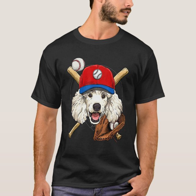 Baseball Player Coaches Poodle Dog  Catcher Pitche T-Shirt (Vorderseite)