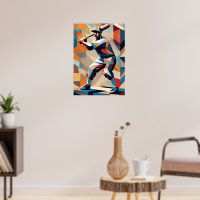Baseball Player Cubist Poster