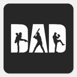Baseball Player Dad Baseball Lovers Men Father Day Quadratischer Aufkleber