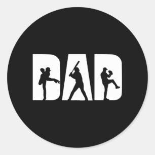 Baseball Player Dad Baseball Lovers Men Father Day Runder Aufkleber