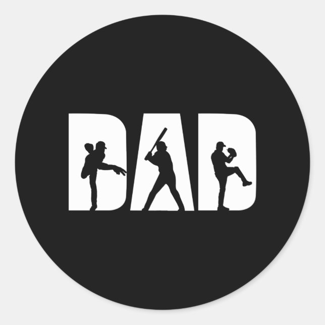 Baseball Player Dad Baseball Lovers Men Father Day Runder Aufkleber (Vorderseite)