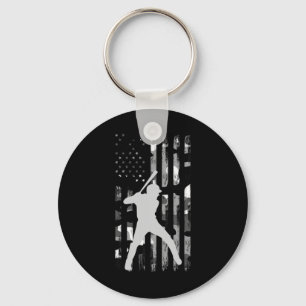 Baseball Player gibt Teens Boys Men American Flag Schlüsselanhänger