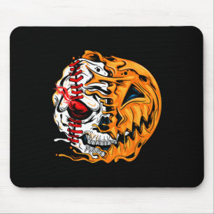 Baseball Player Halloween Pumpkin Skeleton Mousepad