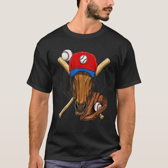 Baseball Player Horse  Pitcher Catcher Baseball Co T-Shirt (Vorderseite)