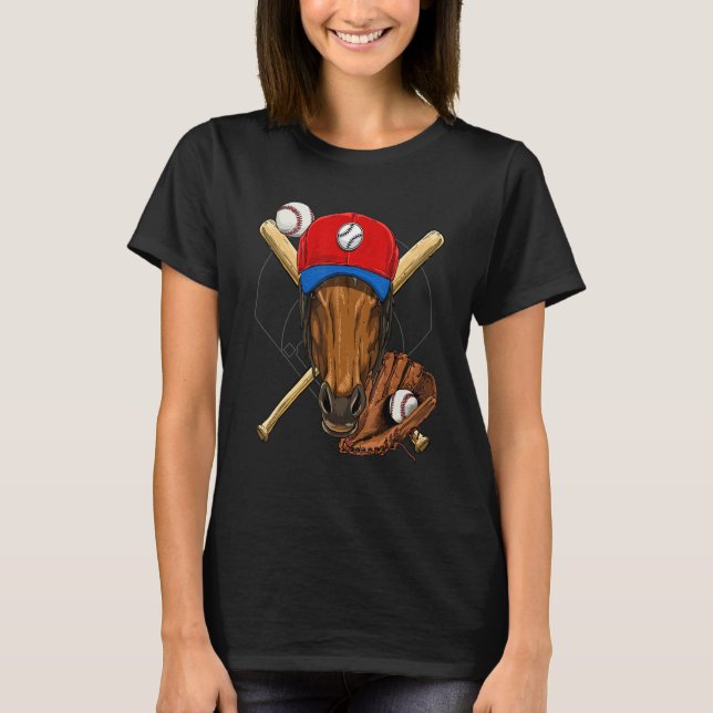 Baseball Player Horse  Pitcher Catcher Baseball Co T-Shirt (Vorderseite)