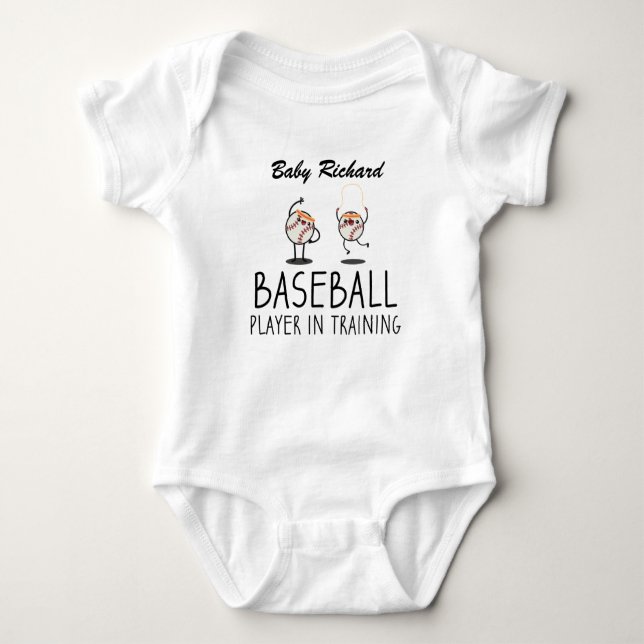 Baseball-Player im Training | Custom Baby Baseball Baby Strampler (Vorderseite)