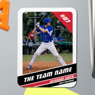 Baseball-Player, individuell einstellbar, weiß rot Magnet