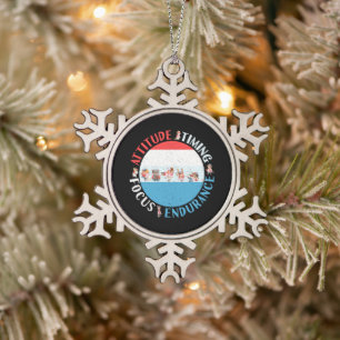 Baseball Player Mindset - Red White Blue Schneeflocken Zinn-Ornament