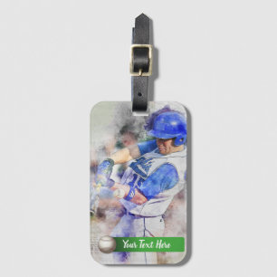 Baseball-Player mit Blue Uniform Gepäckanhänger
