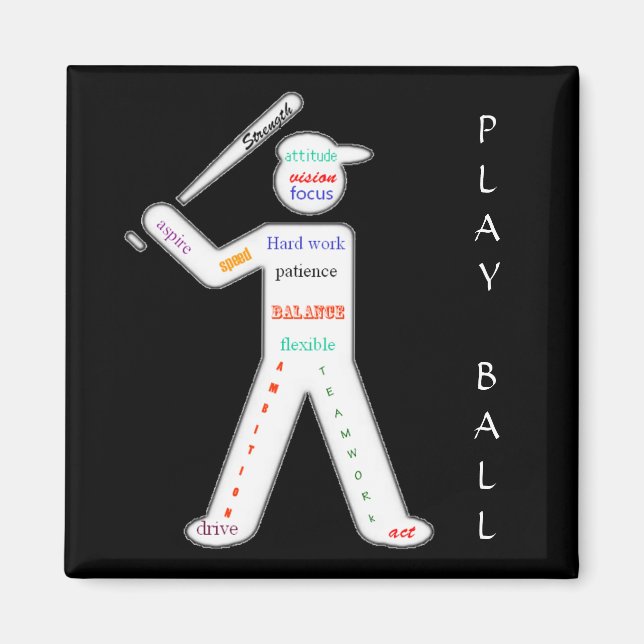Baseball-Player mit Motivierend Worten Magnet (Vorne)