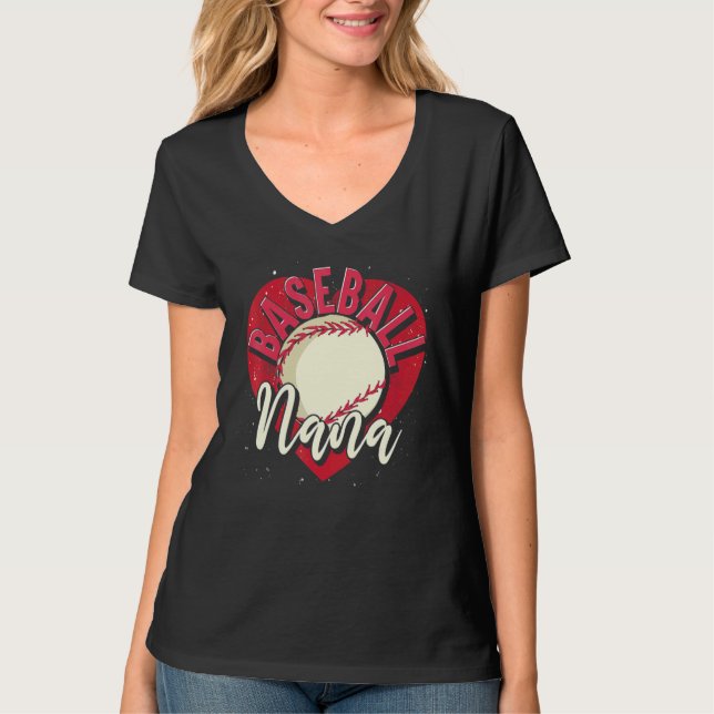 Baseball Player Nana Grandma Heart Mothers Day Bas T-Shirt (Vorderseite)
