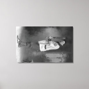 Baseball Player Portrait Holding Bat Leinwanddruck