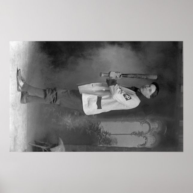 Baseball Player Portrait Holding Bat Poster (Vorne)