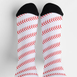 Baseball Player Red Laces Spiral Fun Sport Socken