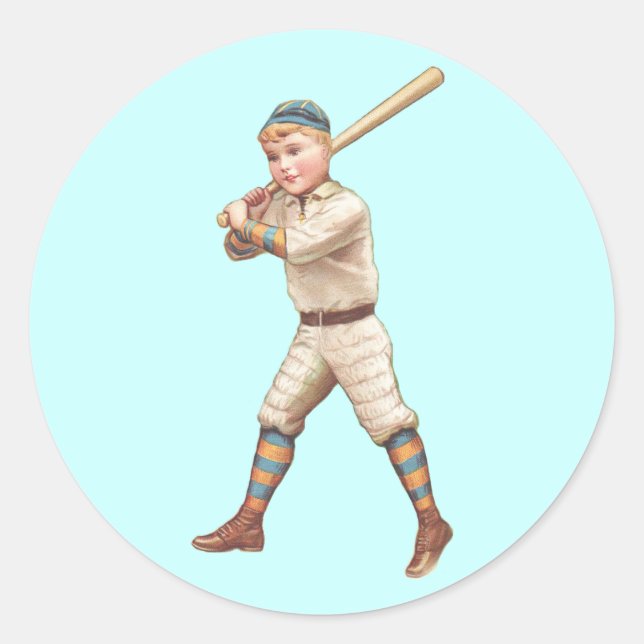 Baseball Player Runder Aufkleber (Vorderseite)