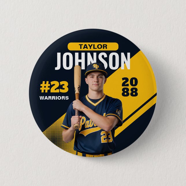 Baseball Player Senior Night Custom Photo Sports Button (Vorderseite)