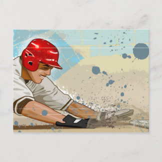 Baseball-Player-Sliding Postkarte