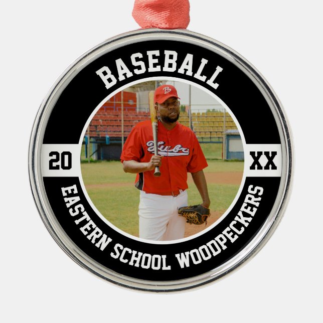 Baseball Player Team High School Senior Night Team Ornament Aus Metall (Vorne)