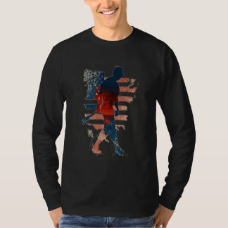 Baseball Player Teens Boys Men American Flag USA C T-Shirt